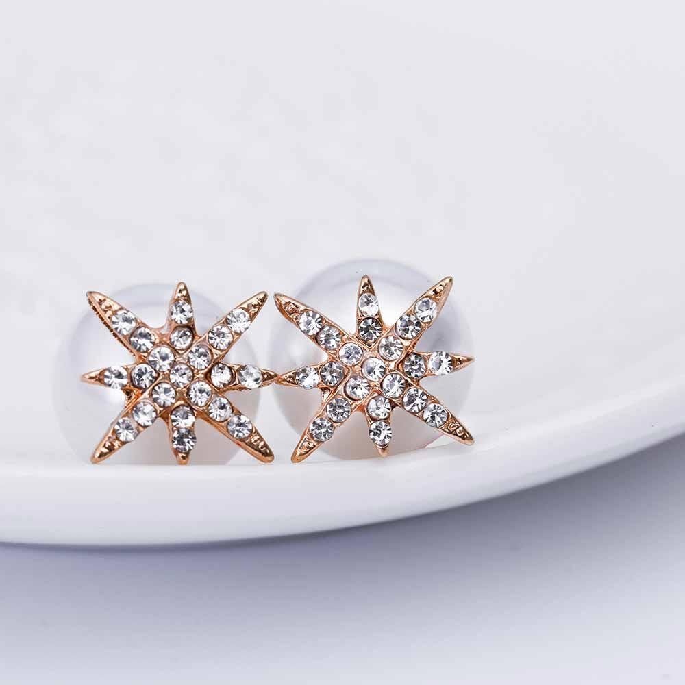 Double sided crystal pearl earrings stud dressy - Picture 4 of 8